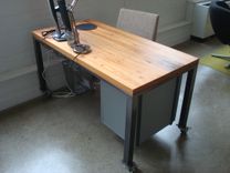 Wood And Steel Desk On Casters 6 small