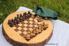 Rustic Wood Log Chess Set 2 small