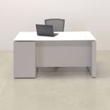 Custom Modern Executive Office Desk With Cabinet, Engineered Stone Top - Denver Straight Desk 4 small