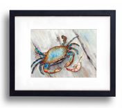 Blue Crab With Shrimp. Seafood, Restaurant, Dining Room Or Kitchen Art. 2 small