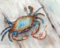 Blue Crab With Shrimp. Seafood, Restaurant, Dining Room Or Kitchen Art. 1 small
