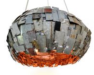 Wine Barrel Ring Chandelier - Satellite - Made From Retired California Wine Barrel Rings 4 small