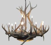 Mt Bross Elk Antler Chandelier With Rawhide & Mica Iron Base 1 small