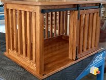 Wooden Pet Crate End Table With Barn Door 2 small