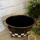 Vintage Check Small Towel Caddy Holder Black And White Check Vanity Organizer 3 small