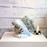Courtly Checked Florida Manatee Figurine With Tea Light Candle Hand Painted 6 small