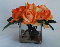 Orange Roses In Glass Vase 1 small