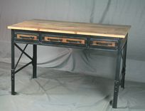 Wood Desk W/ Drawers. Industrial Office Desk W/ Storage. French Industrial Desk. 1 small