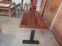 Small Walnut And Steel Dining Table 2 small