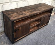 Rustic Industrial Barn Board / Reclaimed Wood Media Stand / Tv / Entertainment Stand 6 small