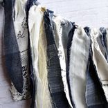 Farmhouse Rag Garland Navy Blue Plaid Window Valance Mirror Swag 3 small