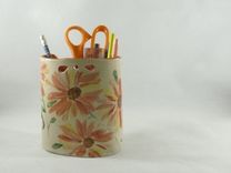 One Ceramic Pencil Holder Desk Organizer / Ceramic Toothbrush Holder 6 small