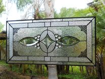 Stained Glass Transom Window, Glass Window Valance, Beveled Glass Panel 4 small