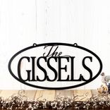 Custom Hanging Oval Metal Family Name Sign 3 small
