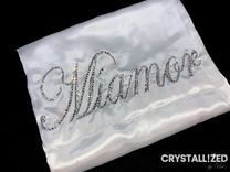 Custom Personalized Name Crystallized Satin Robe Kimono Genuine European Crystals Bedazzled 3 small