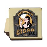 Custom Cigar Bar Wood Coasters, Set Of 4 1 small