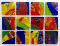 Fused Glass Coasters - Ulu Pua 1 small