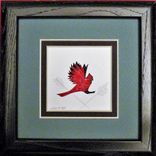 Birds - Quilled Cardinal Miniature Wall Art Framed 1 small