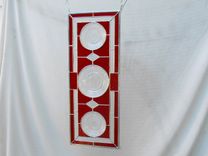 Depression Glass Stained Glass Transom Window, 1930s Duncan Miller Plate Stained Glass Plate Panel 6 small