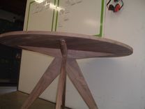 48 Inch Diameter Solid Walnut (60s?) Modern Dining Table 4 small