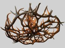 Mt Elbert Elk & Mule Deer Antler Chandelier 3 small
