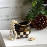 Vintage Check Courtly Jewelry Keeper Checkered Ring Holder 5 small