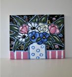Acrylic Still Life Painting, 8" X 10", Small Art Canvas, Original Floral Wall Hanging 1 small
