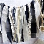 Farmhouse Rag Garland Navy Blue Plaid Window Valance Mirror Swag 4 small