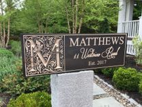 Family Name Sign - Dark Stain Address Or Bride And Groom Names 4 small