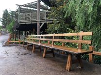 Rustic Barnwood Bench With Back Rest - 20' Long 1 small