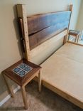 Bed, King Size - Ash, Oak And Walnut Flitch With Matching Nightstands. 2 small
