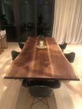 The Chase Live Edge Walnut Dining Table With Modern Trapezoid Steel Legs 2 small