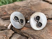 Sterling Silver - Rustic Infinity Cuff Links 1 small