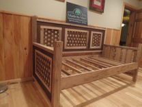 Native American Inspired Daybed Woven With Natural And Stained Wormy Chestnut 2 small