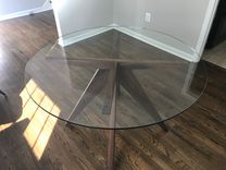 Walnut "Teepee" Table Base For 48 Inch Diameter Glass Tabletop 2 small