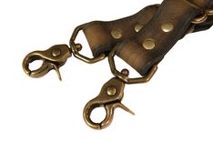 Distressed Brown And Black Leather Suspenders With Antique Brass Hardware 6 small