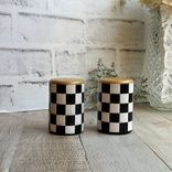 Whimsical Checks Large Hole Salt And Pepper Shaker Checkered Decor 1 small