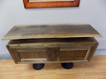 Modern Curly Walnut Cabinet And Live Edge Floating Top 3 small