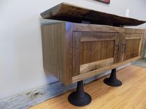 Modern Curly Walnut Cabinet And Live Edge Floating Top 5 small