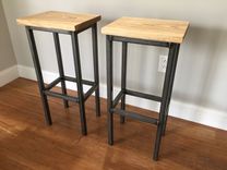 Black Ash Wood Bar Stools W/Steel Frame - Handmade In Denver 1 small