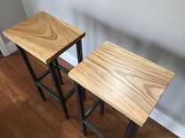 Black Ash Wood Bar Stools W/Steel Frame - Handmade In Denver 3 small
