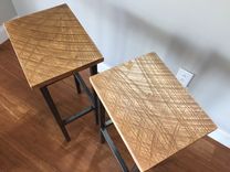 Black Ash Wood Bar Stools W/Steel Frame - Handmade In Denver 4 small
