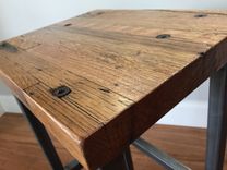 Reclaimed Oak Wood Bar Stools W/Steel Frames - Handmade In Denver 3 small