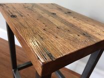 Reclaimed Oak Wood Bar Stools W/Steel Frames - Handmade In Denver 5 small