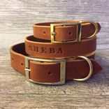 Handmade Personalized Brown Leather Dog Collar With Free Name 1 small