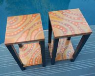 Pair Of Copper 'Drink' Tables (Or End Tables) 1 small