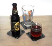 Industrial Chic Coasters; Steel Beverage Coaster Sets 2 small