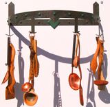Wrought Iron Pot Rack; Rustic Farmhouse Hand-Forged Iron Pot Racks & Utensil Racks 2 small