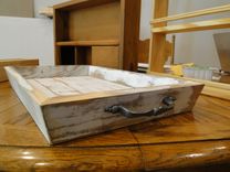 Distressed Serving Tray, Wooden With Splayed Sides 3 small
