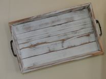 Distressed Serving Tray, Wooden With Splayed Sides 4 small